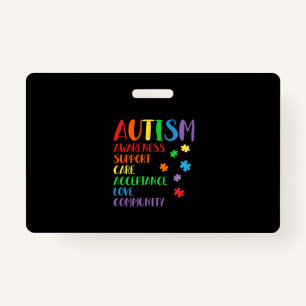 Support Care Acceptance Ally Autism Awareness ID Badge