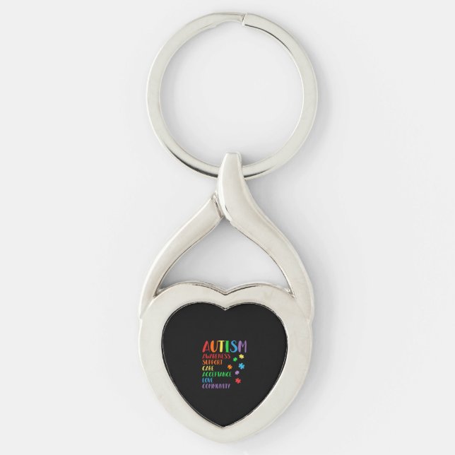 Support Care Acceptance Ally Autism Awareness Key Ring (Front)