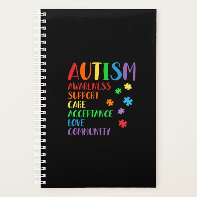 Support Care Acceptance Ally Autism Awareness Planner (Front)