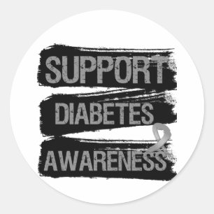 Support Diabetes Awareness Grunge Classic Round Sticker