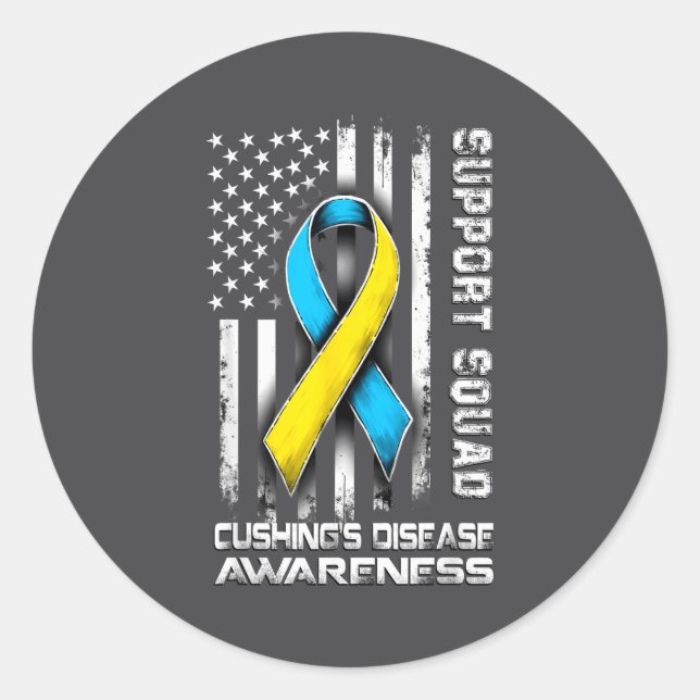 Support Disease s Squad Awareness Cushing Humor Classic Round Sticker (Front)