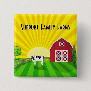 Support Family Farms 15 Cm Square Badge