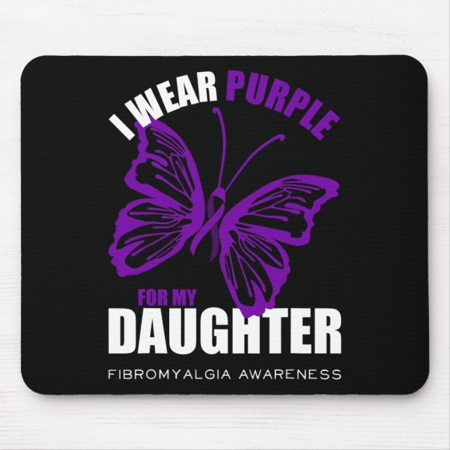 Support Fibromyalgia Awareness Butterfly Purple Ri Mouse Pad (Front)
