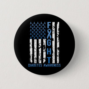 Support Fight USA Flag Type 2 Type 1 Diabetes Awar 6 Cm Round Badge