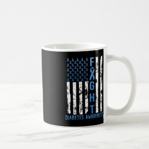 Support Fight USA Flag Type 2 Type 1 Diabetes Awar Coffee Mug