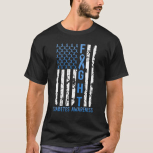 Support Fight USA Flag Type 2 Type 1 Diabetes Awar T-Shirt