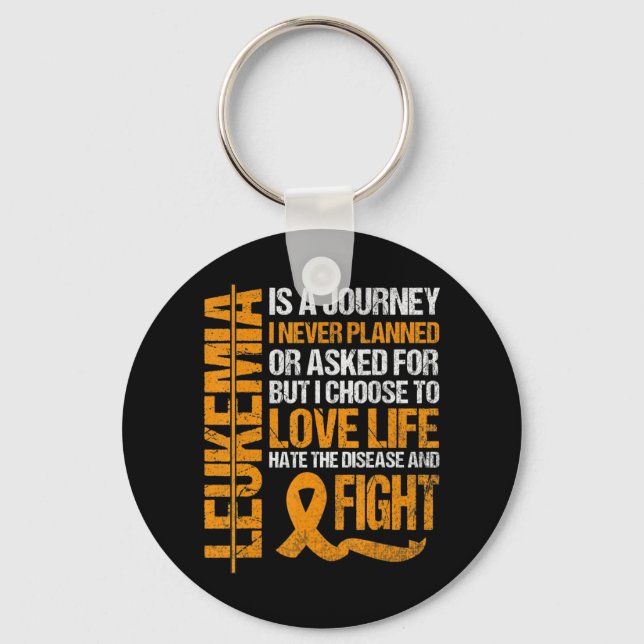 support for Leukaemia Awareness orange Ribbon prod Key Ring (Front)
