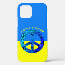 Support for Ukraine Flag Blue Peace Sign