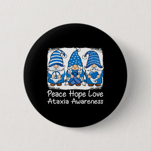 Support Gnomes With Ribbon Blue Ataxia Awareness  6 Cm Round Badge