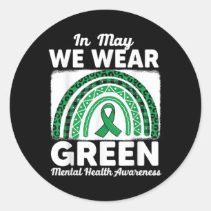 Support Green Rainbow Survivors Of Mental Health A Classic Round Sticker