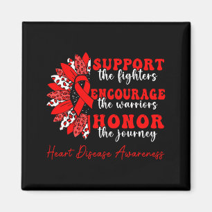 Support Heart Warriors Disease Awareness Sunflower Magnet