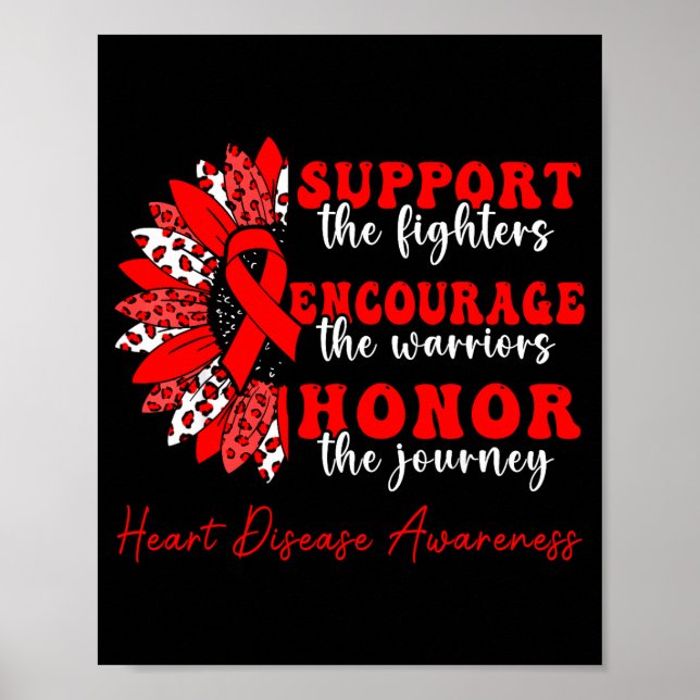 Support Heart Warriors Disease Awareness Sunflower Poster (Front)