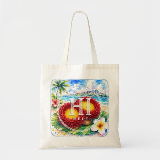Support HIMELE Hawaiian Tote Bag ‘Ulī’ulī (Front)