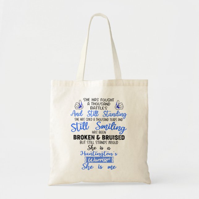 Support Huntington's Warrior Gifts Tote Bag (Front)
