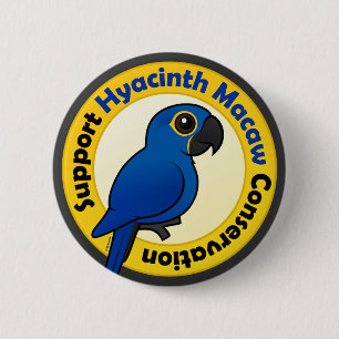 Support Hyacinth Macaw Conservation 6 Cm Round Badge