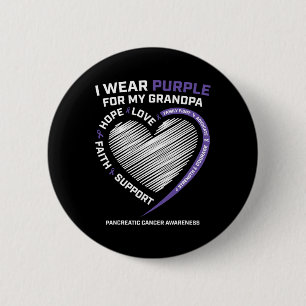 Support I Wear Purple Grandpa Pancreatic Cancer Aw 6 Cm Round Badge