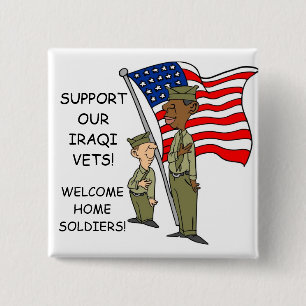 SUPPORT IRAQI VERTERANS 15 CM SQUARE BADGE