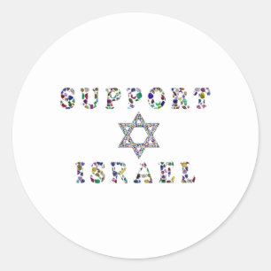 Support Israel – Gemstone Lettering Design Classic Round Sticker