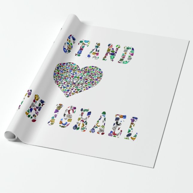 Support Israel – Gemstone Lettering Design Wrapping Paper (Unrolled)