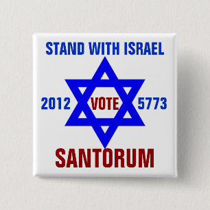 Support Israel vote Santorum 15 Cm Square Badge