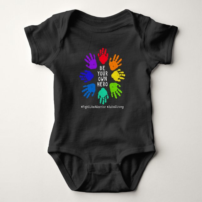 Support Julia's Fight!  Handprints Baby Bodysuit (Front)