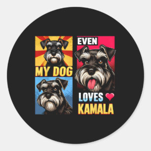 Support Kamala Harris Even My Dog Loves Kamala Dog Classic Round Sticker