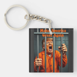 Support Kamala Walz Justice Trump Funny Satire  Key Ring