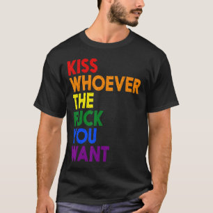 Support Lgbt Kiss Whoever Rainbow Pride Flag T-Shirt