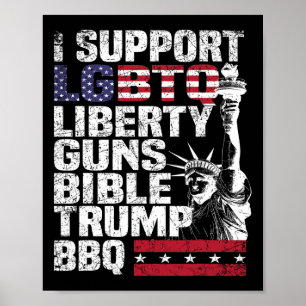 Support Lgbtq Liberty Guns Bible Trump Bbq Poster