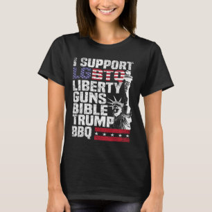 Support Lgbtq Liberty Guns Bible Trump Bbq  T-Shirt