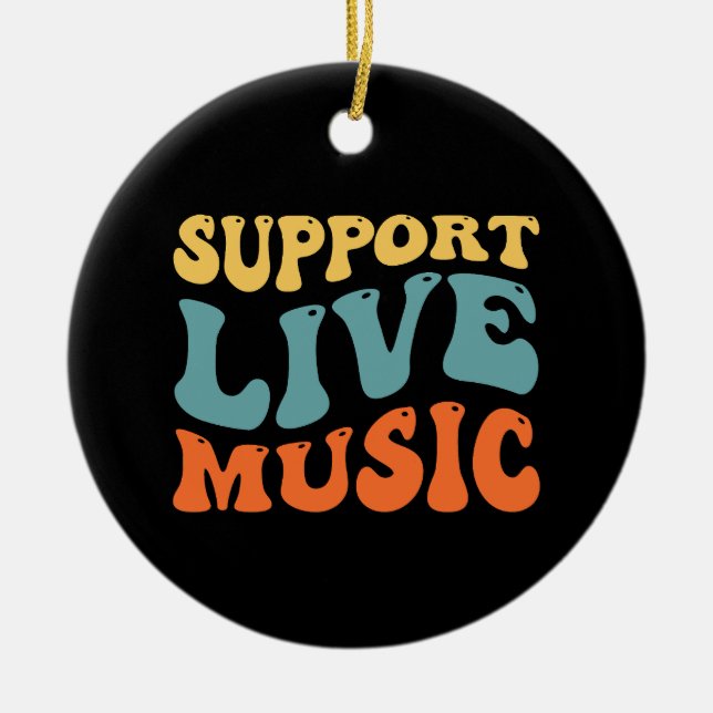 Support Live Music Ceramic Tree Decoration (Front)