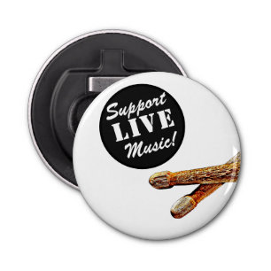 Support Live Music Drumsticks Rock & Roll Band  Bottle Opener