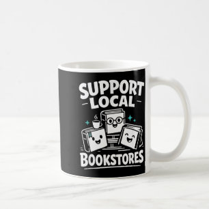 Support local bookstores kawaii cartoon books coffee mug