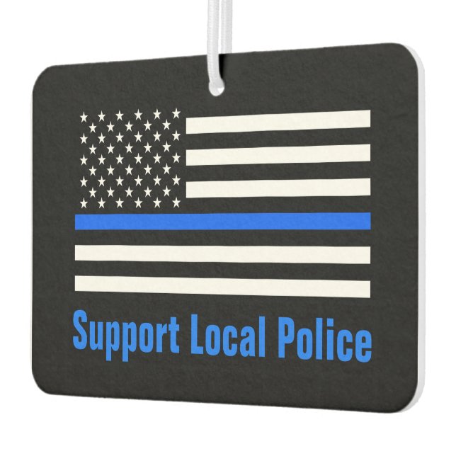 Support Local Police Thin Blue Line Car Air Freshener (Left)