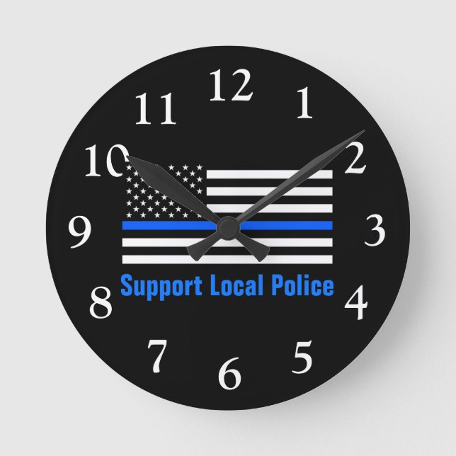 Support Local Police Thin Blue Line Round Clock (Front)