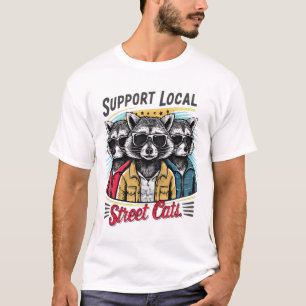 Support Local Street Cats: Cute Racoon Gang T-Shirt