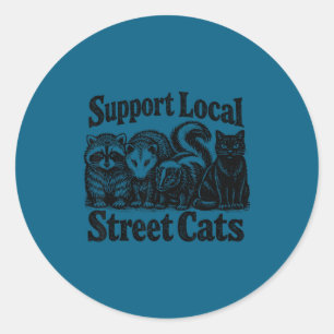 Support local street cats team trash opossum classic round sticker