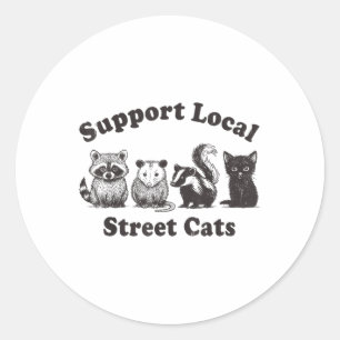 Support Local Street Cats Team Trash Opossum Racco Classic Round Sticker