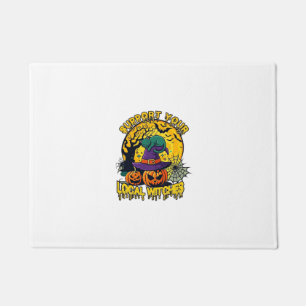 Support Local Witches Halloween Cat Witch Hat Pump Doormat