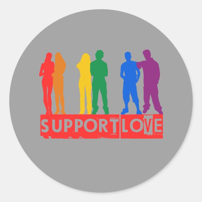 Support Love Classic Round Sticker (Front)