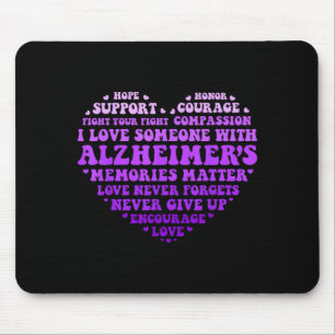 Support Love Heimers Awareness Heart Typography Mouse Pad
