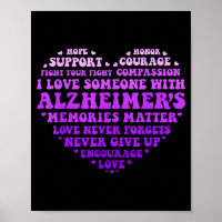 Support Love Heimers Awareness Heart Typography Wo