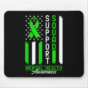 Support Mental Health Squad Awareness Us Flag Gree Mouse Pad