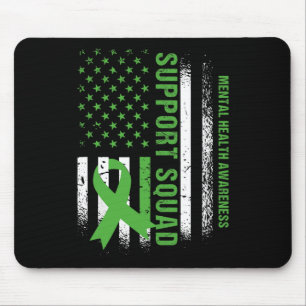 Support Mental Health Squad Awareness Us Flag Gree Mouse Pad