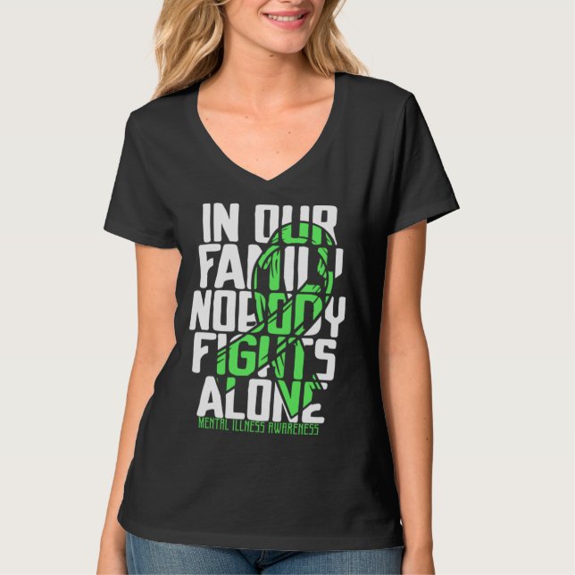 Support Mental Illness Warrior Cute Family Disease T-Shirt (Front)