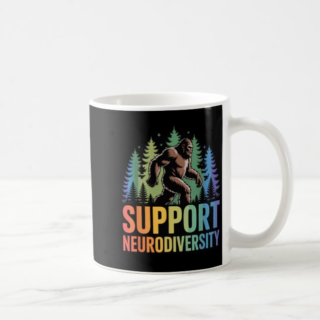 Support Neurodiversity Funny Bigfoot Autism ADHD Coffee Mug (Right)