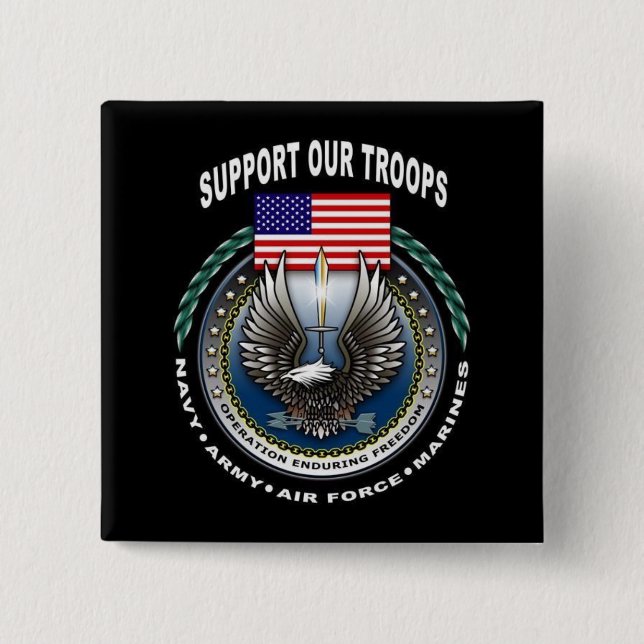 Support Our Troops 15 Cm Square Badge (Front)