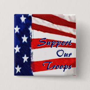 Support our Troops 15 Cm Square Badge