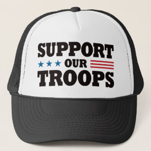 Support Our Troops - Black Trucker Hat