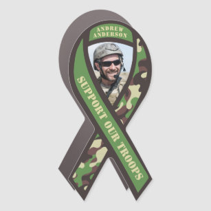 Support Our Troops Camouflage Camo Military Ribbon Car Magnet